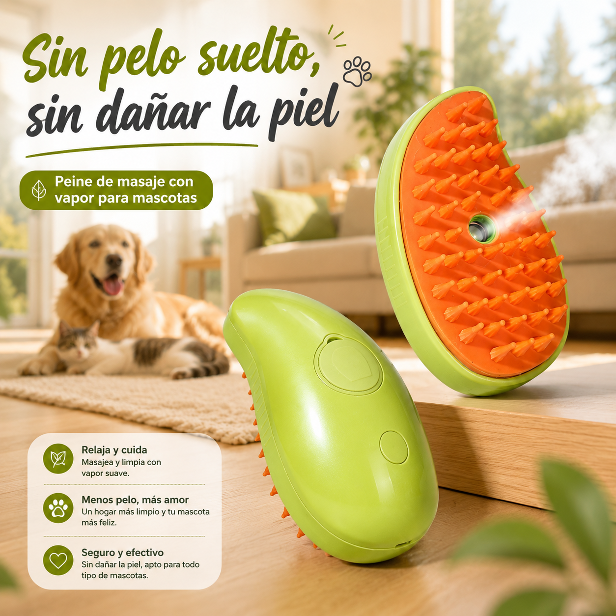 Cepillo Vapor Recargable para Mascotas