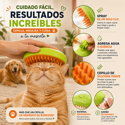 Cepillo Vapor Recargable para Mascotas