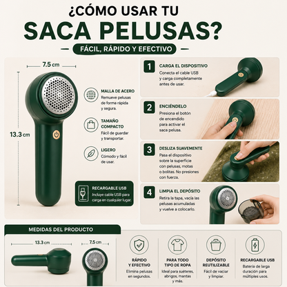 Quita pelusas recargable