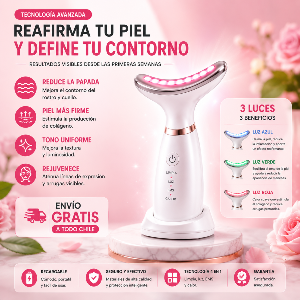 Masajeador Facial y Cuello LED
